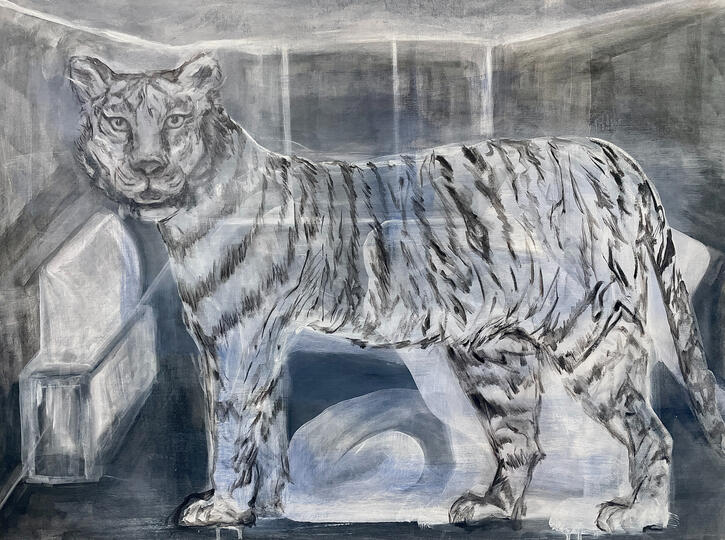 태몽, 2022, Acrylic on canvas, 30" x 40"