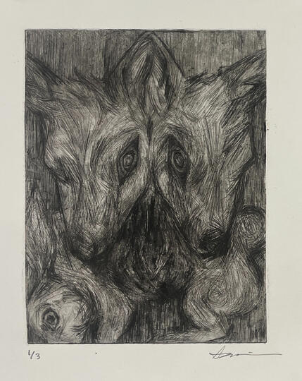 Twins, 2023, Drypoint, 8" x 6.5"