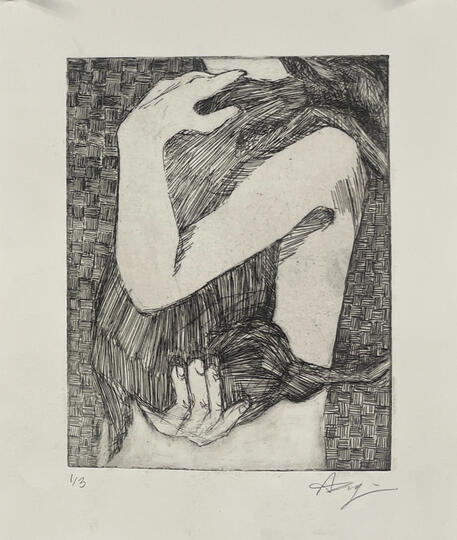 Hug, 2023, Drypoint, 8" x 6.5"